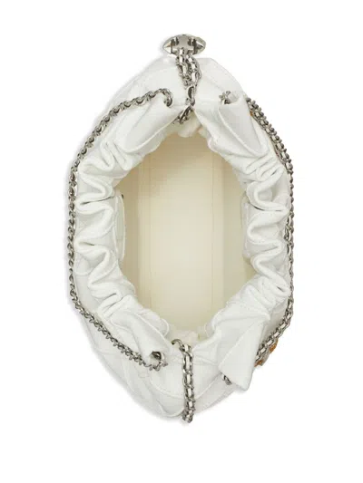 Tory Burch Mini Fleming Soft Distressed Drawstring Bag In White