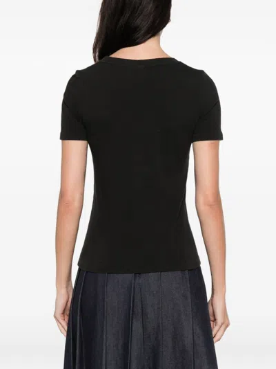 Chloé Women Black Crewneck T-shirt With Maxi Logo Print On The Front In Cotton Woman