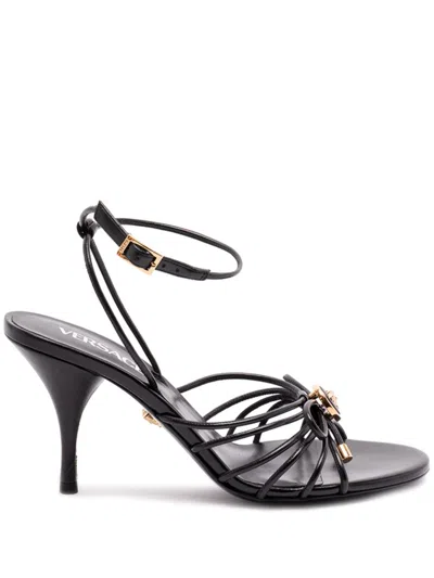 Versace Nappa Leather Sandals Strappy Design Ankle Strap In Animal Print