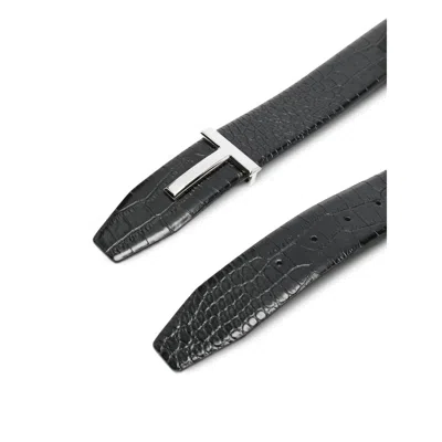 Tom Ford Reversible Crocodile Effect Belt With Metallic Buckle In Multi
