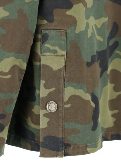 Nili Lotan Casual Jacket High Collar Camouflage Pattern Pockets In Green