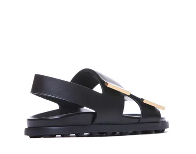 Tod's Leather Slingback Sandals In Black