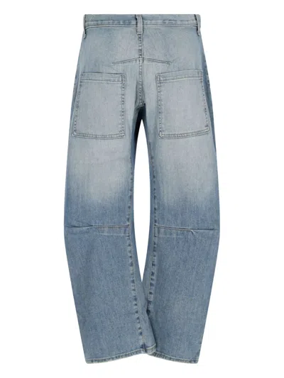 Nili Lotan Shon High Waist Barrel Leg Jeans In Blue