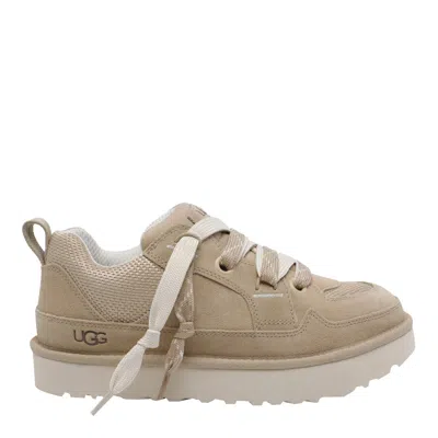 Ugg Lo Lowmel Beige Sneakers With Mesh Inserts And Logo On The Side In Suede Man In Multi