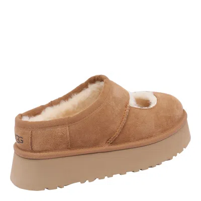 Ugg Suede Platform Sandals With Shearling Lining In Brown