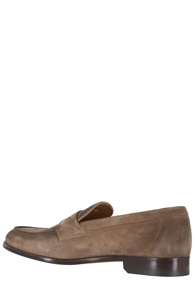 Doucal's Vintage Suede Loafer In Brown