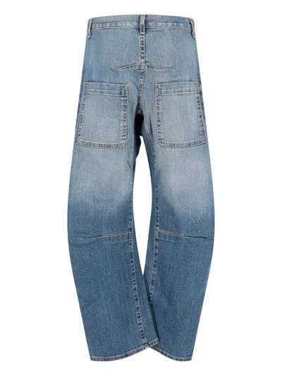 Nili Lotan Shon High Waist Barrel Leg Jeans In Blue