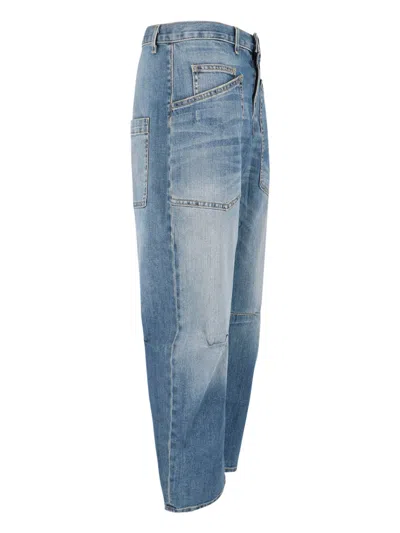 Nili Lotan Shon High Waist Barrel Leg Jeans In Blue