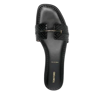 Tom Ford Semi Shiny Printed Python Julianne Slide In Black