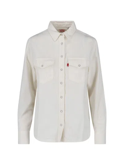 Levi's Ivory Lyocell Blend Iconic Western Shirt In Neutral