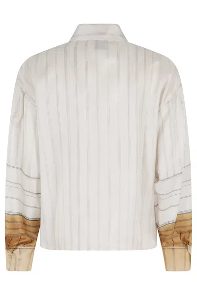 Alysi Long Sleeved Striped Shirt In White