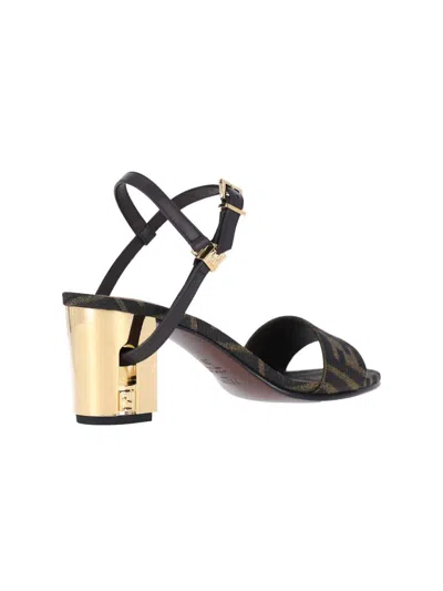 Fendi Women Delfina Medium Heel Sandals In Ff Jacquard In Multi