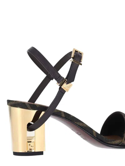Fendi Women Delfina Medium Heel Sandals In Ff Jacquard In Multi