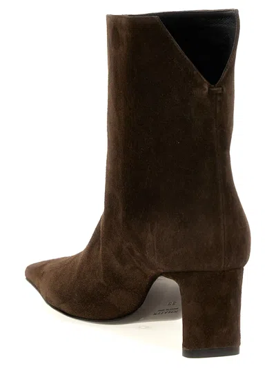Khaite Ona 55 Suede Ankle Boots In Brown