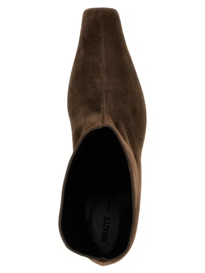 Khaite Ona 55 Suede Ankle Boots In Brown