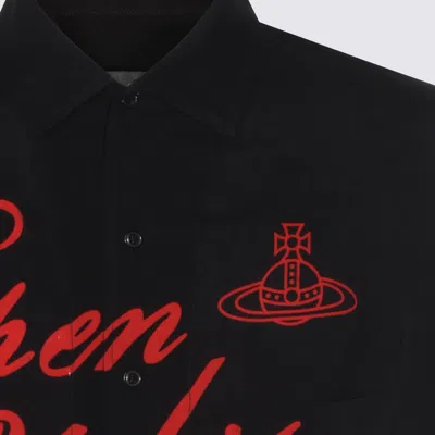 Vivienne Westwood Mens Black Open 24h Bowling Short-sleeves Woven Shirt Xl