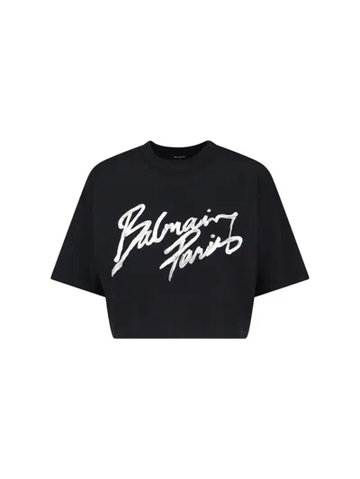 Balmain Logo T-shirt In Black