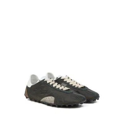 Maison Margiela Sneakers Sprinters In Suede And Leather With Vintage Finish In Black