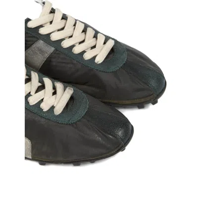 Maison Margiela Sneakers Sprinters In Suede And Leather With Vintage Finish In Black