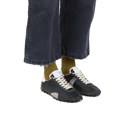 Maison Margiela Sneakers Sprinters In Suede And Leather With Vintage Finish In Black