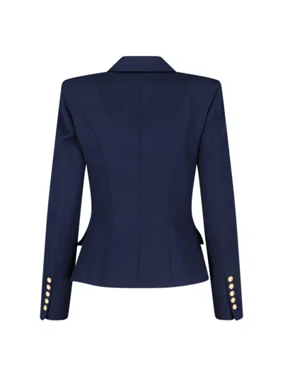 Balmain Double Breasted Jacket In Blue