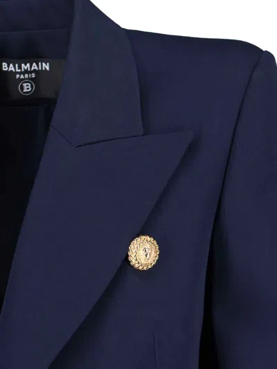 Balmain Double Breasted Jacket In Blue