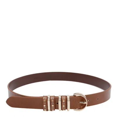 Pinko Adjustable Belts Multiple Loops Smooth Studs In Brown