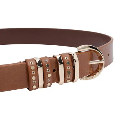 Pinko Adjustable Belts Multiple Loops Smooth Studs In Brown