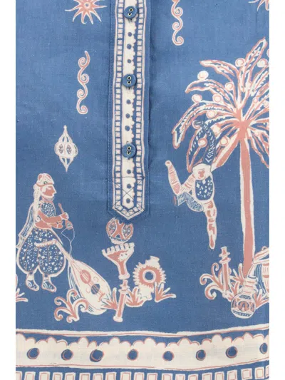 Alemais Acacia Cropped Printed Linen Shirt In Multi