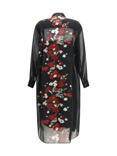 Khaite Gloria Long Sleeve Silk Chiffon Shirtdress In Black