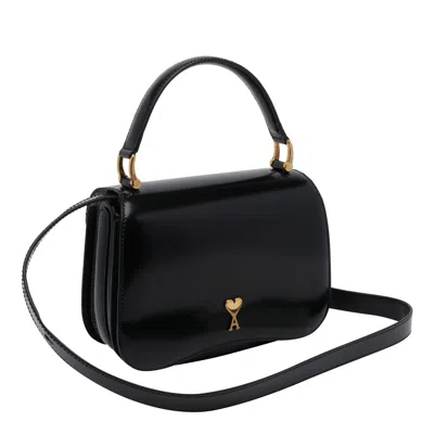 Ami Alexandre Mattiussi Black Handbag With Adc Patch On The Front And Adjustable And Removable Shoulder Strap In Leather Wom