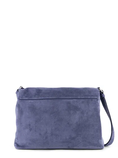 Orciani Suede Messenger Shoulder Bag Adjustable Strap In Blue