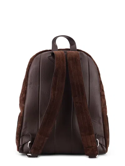 Orciani Suede Backpack Featuring Woven Texture Design In Brown