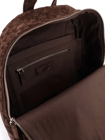 Orciani Suede Backpack Featuring Woven Texture Design In Brown