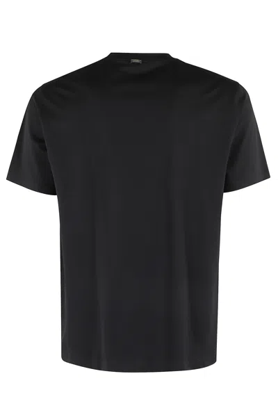 Herno Round-neck Basic T-shirt In Black