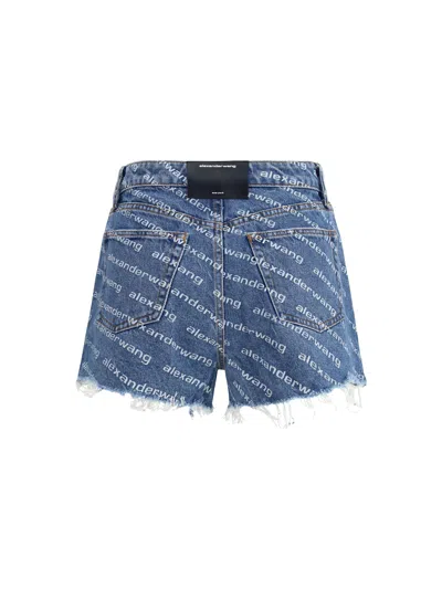Alexander Wang Denim Shorts Featuring Printed Design In Blue