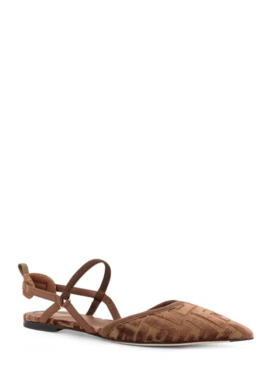 Fendi Women Ff Jacquard Velvet Slingback Ballerinas In Animal Print