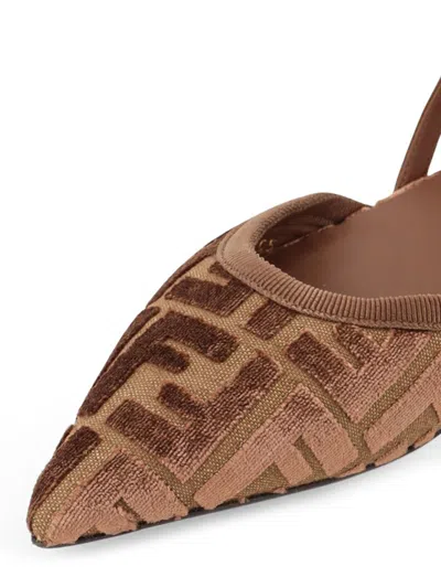 Fendi Women Ff Jacquard Velvet Slingback Ballerinas In Animal Print