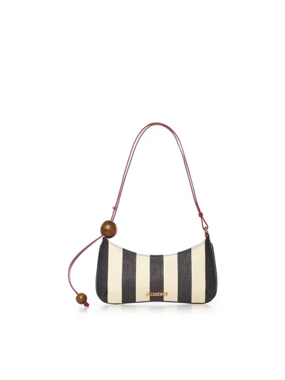 Jacquemus Le Bisou Perle Stripe Woven Raffia Shoulder Bag In Multi