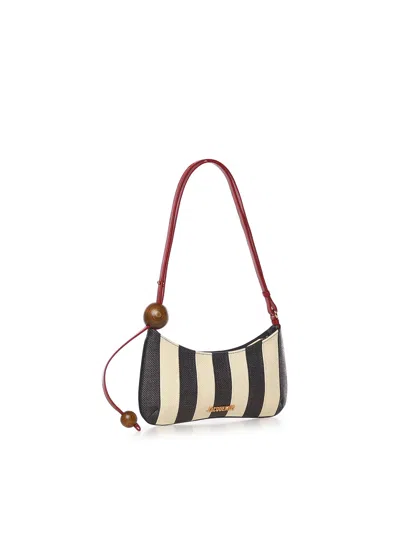 Jacquemus Le Bisou Perle Stripe Woven Raffia Shoulder Bag In Multi