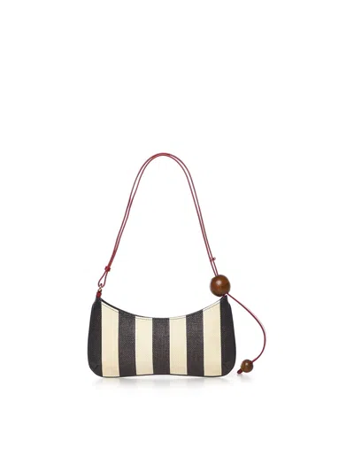 Jacquemus Le Bisou Perle Stripe Woven Raffia Shoulder Bag In Multi