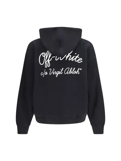 Off-white Script Skate Drawstring Hoodie In Black