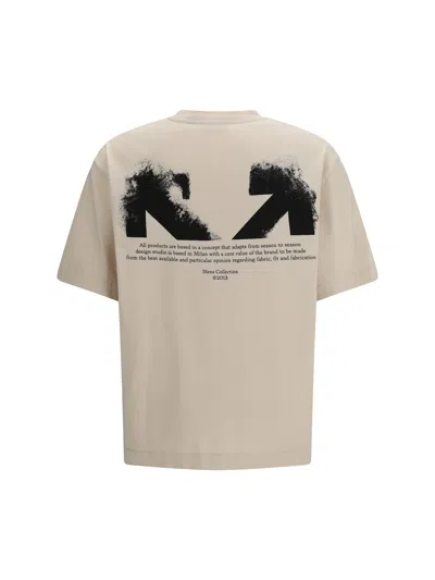 Off-white Ss22 Logo Round Neck Pullover Short Sleeve Loose Fit Khaki In Neutral