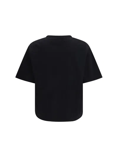 Off-white Black Oversized T-shirt With Contrasting Logo Lettering Print In Cotton Man