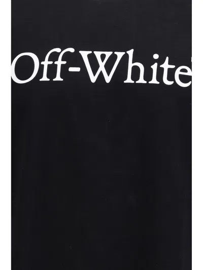 Off-white Black Oversized T-shirt With Contrasting Logo Lettering Print In Cotton Man