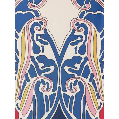 La Doublej The Kaftan Multicolor Silk Kaftan With V Neck And All-over Floral Print Woman In White