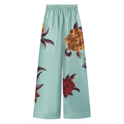 La Doublej La Double J Printed Silk-twill Palazzo Trousers In Green