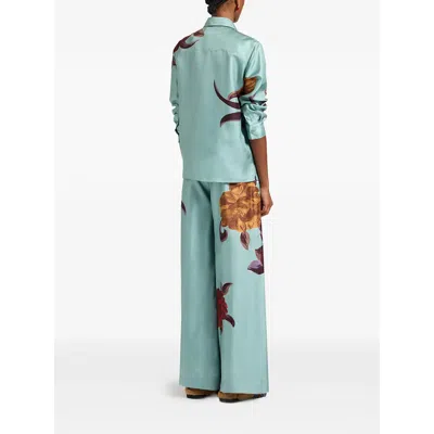 La Doublej La Double J Printed Silk-twill Palazzo Trousers In Green