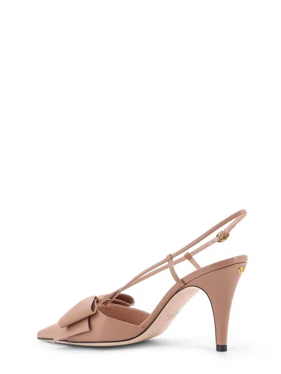 Valentino Garavani Valentino Bowow 85 Leather Slingback Pump In Brown