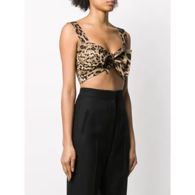 Dolce & Gabbana Bustier Top Leopard Motif Sweetheart Neckline In Multi